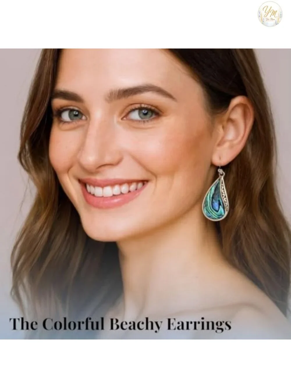 925 Sterling Silver Abalone Shell Dangle Earrings Women Boho Coastal Fishhook